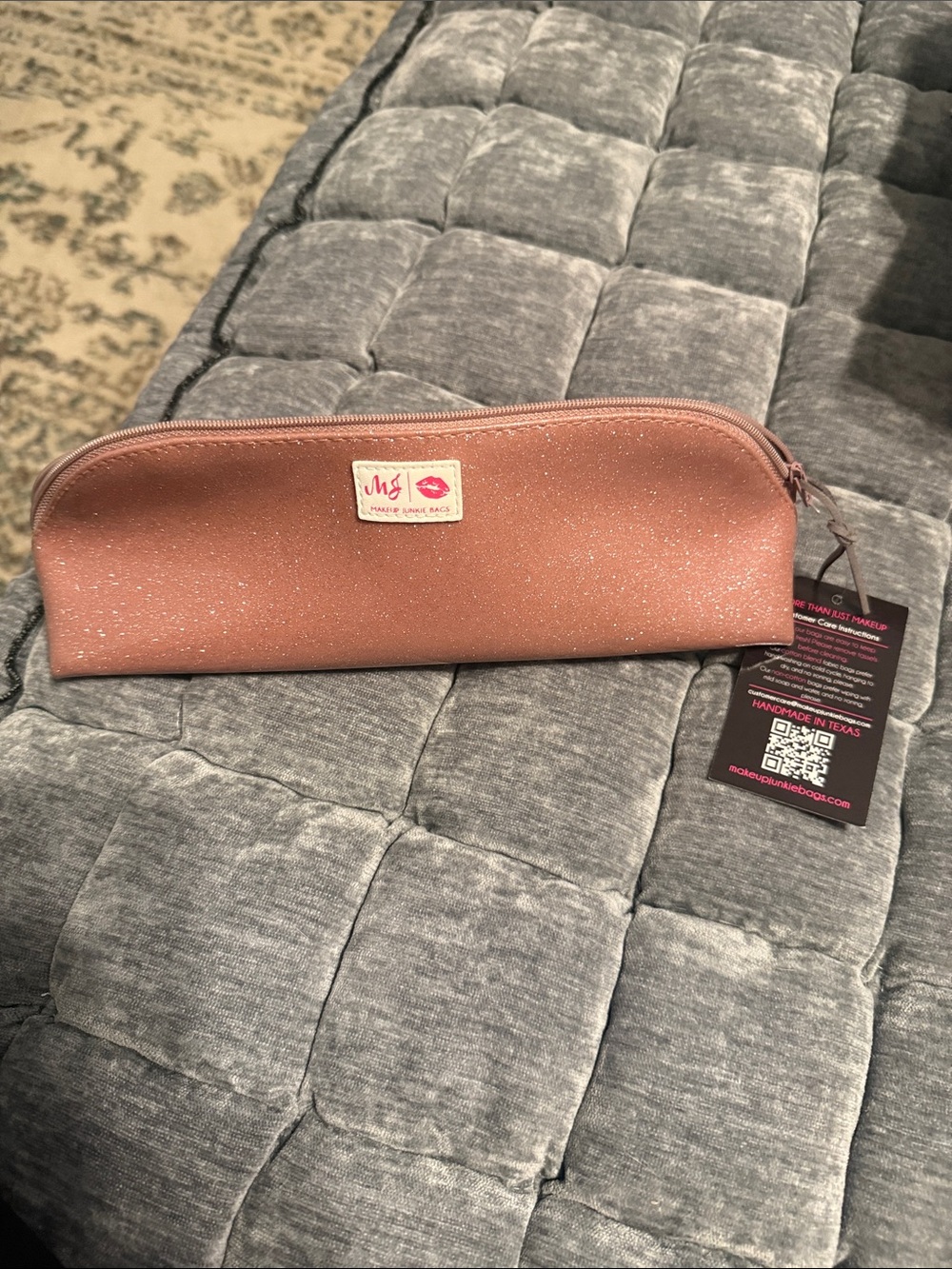 Makeup Junkie small Joey Pouch glitter ballerina.